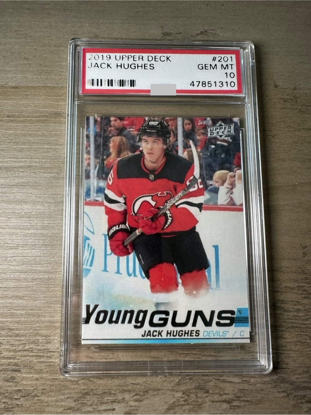 Jack Hughes Rookie Gem Mint 10 2019 Upper Deck Young Guns #201 Novelty Card